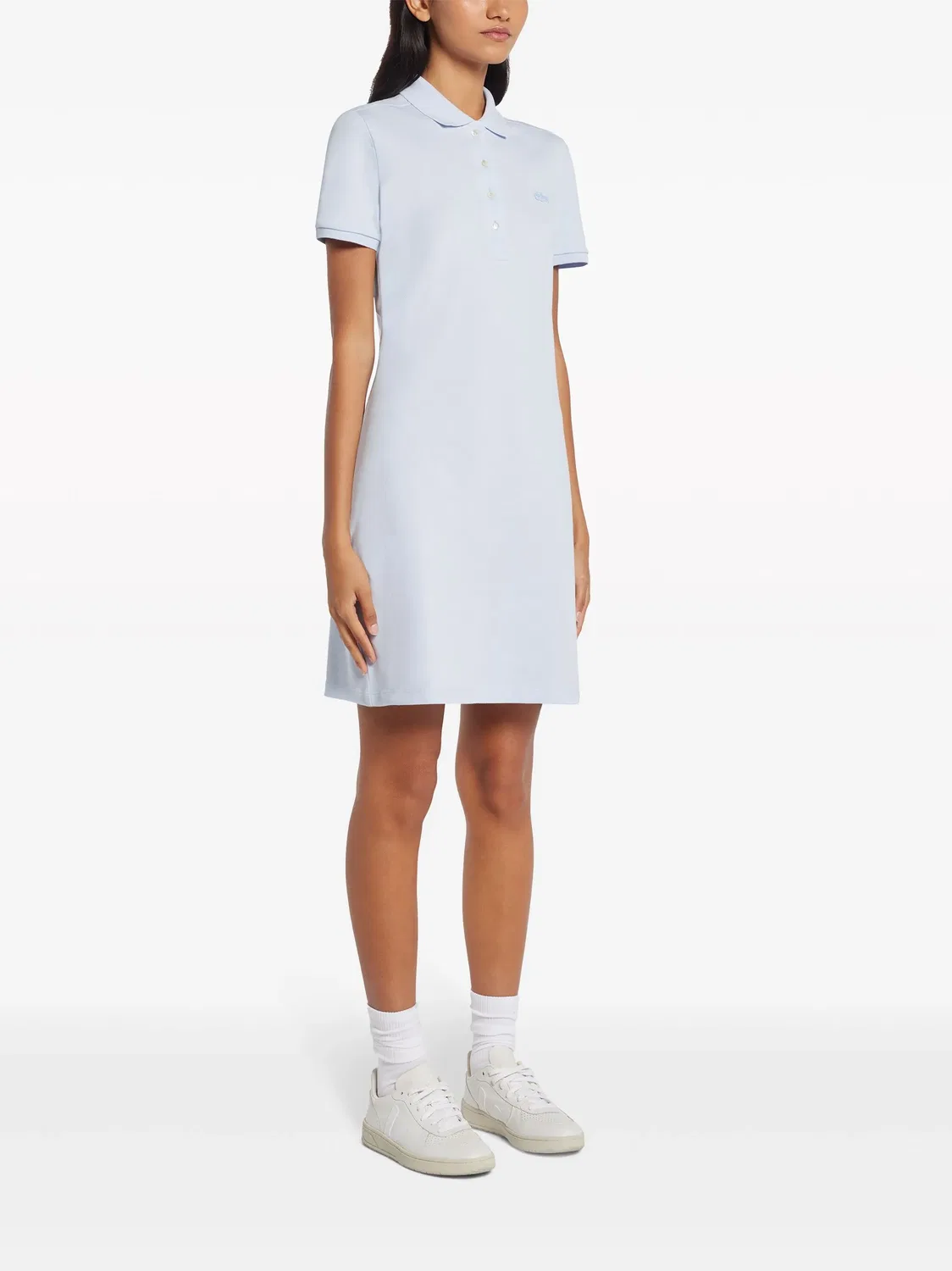 Поло-платье с логотипом из хлопка Lacoste, синий — фото 4