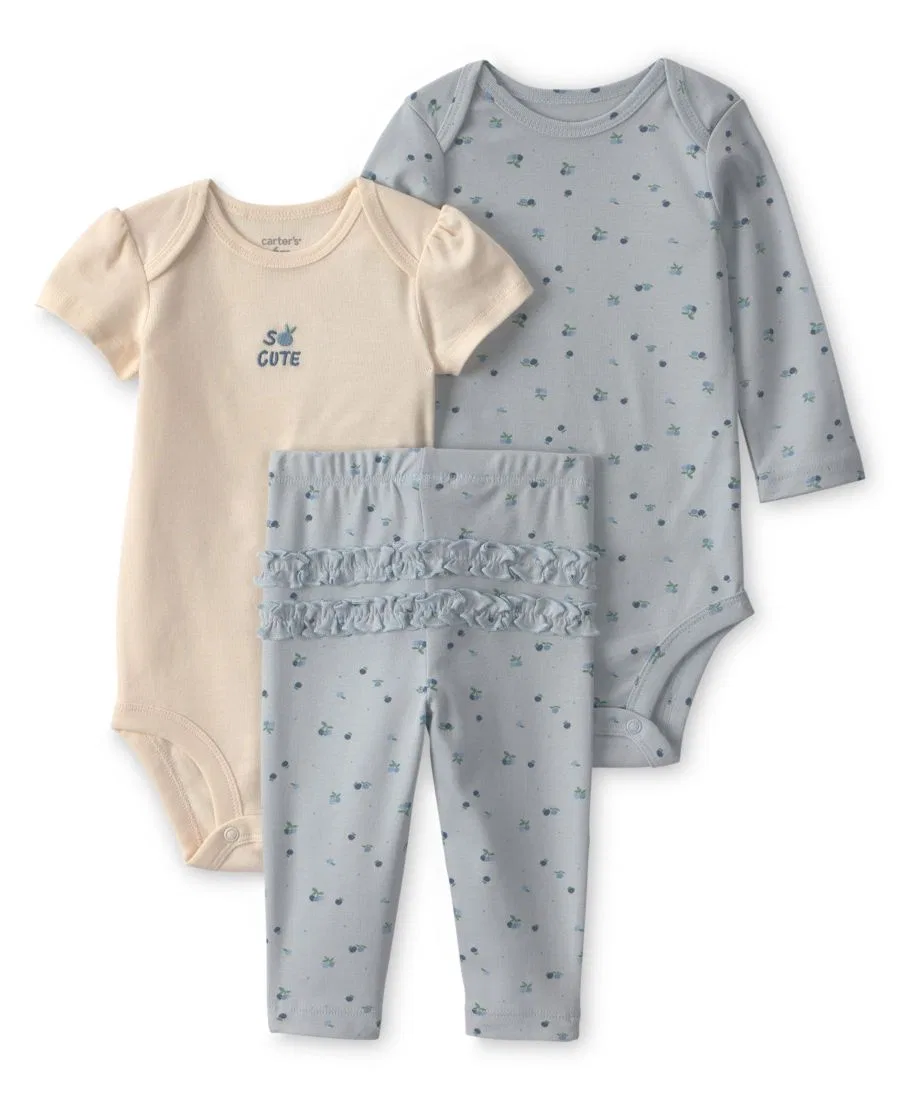Комплект боди и брюк с принтом черники Blueberry Print Carter's, Blue/Beige