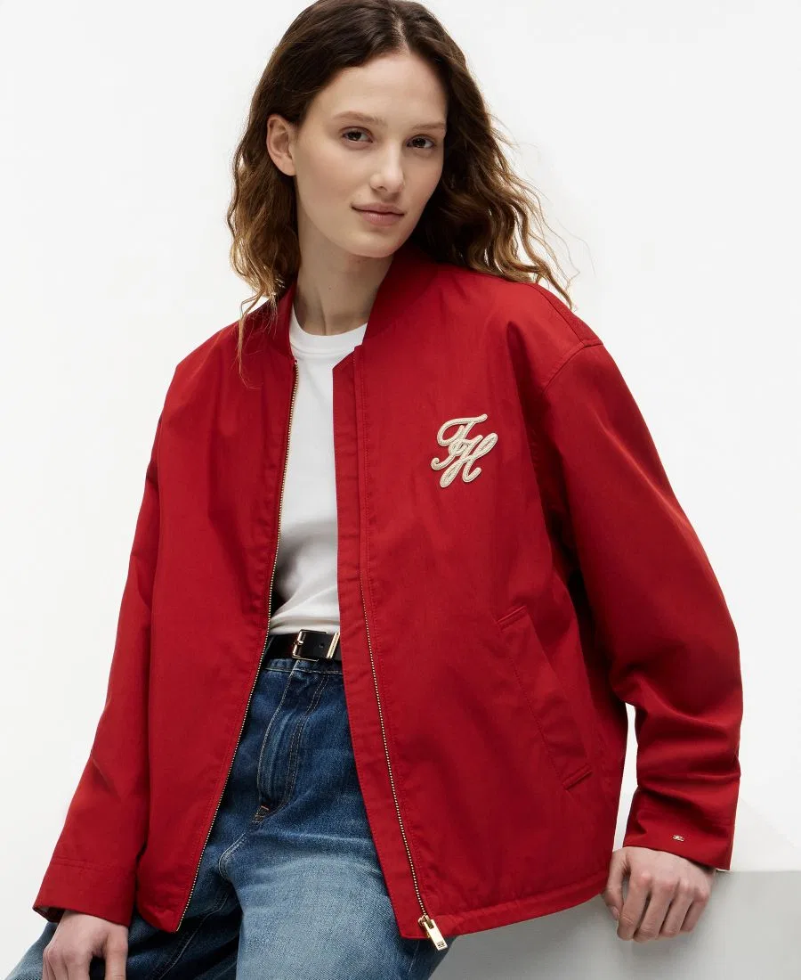 Женская куртка-бомбер хлопковая Tommy Hilfiger, Dark Magma — фото 3