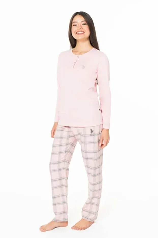 Женская пижама с длинным рукавом с принтом U.S. Polo Assn., Pink