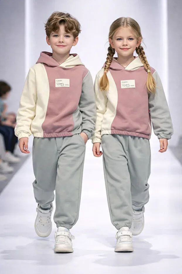 Детский спортивный костюм для девочек с капюшоном Prenses Peri Kids, Gray