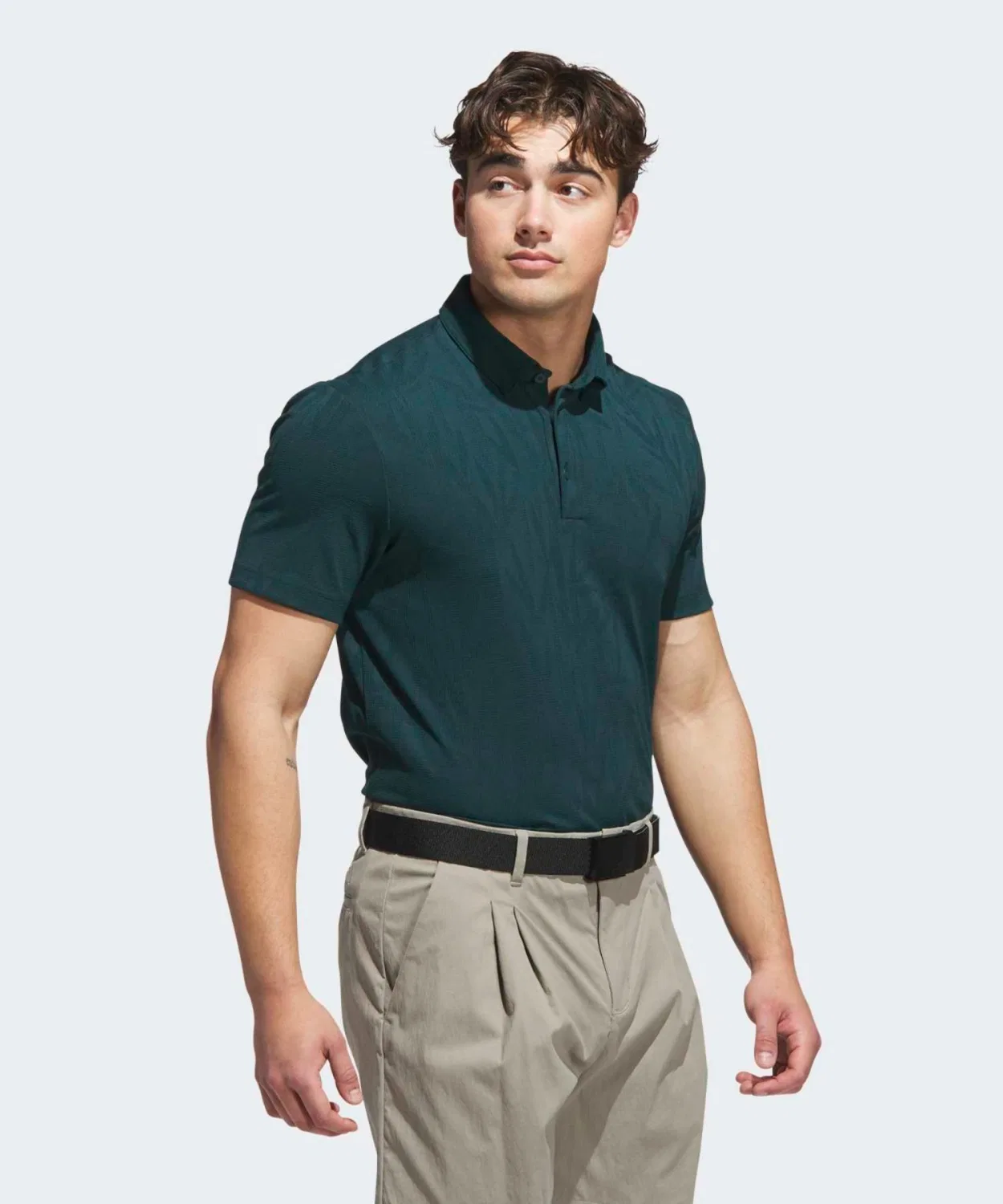 Мужская футболка-поло с коротким рукавом Beyond The Course Bamboo Jacquard Adidas, Зеленый — фото 3