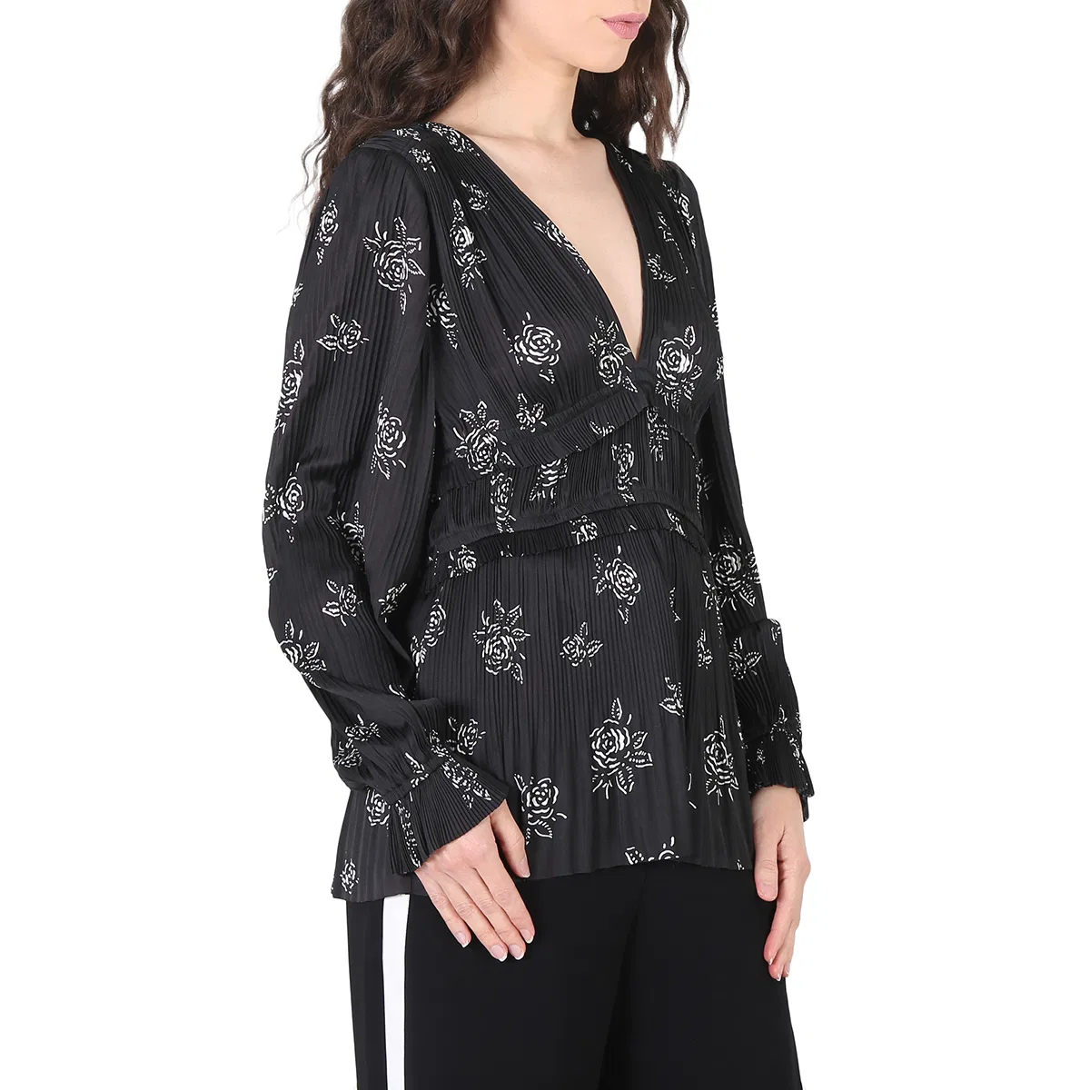 Блуза женская с воланами Joclyn Pleated Blouse Polo Ralph Lauren, Black — фото 3