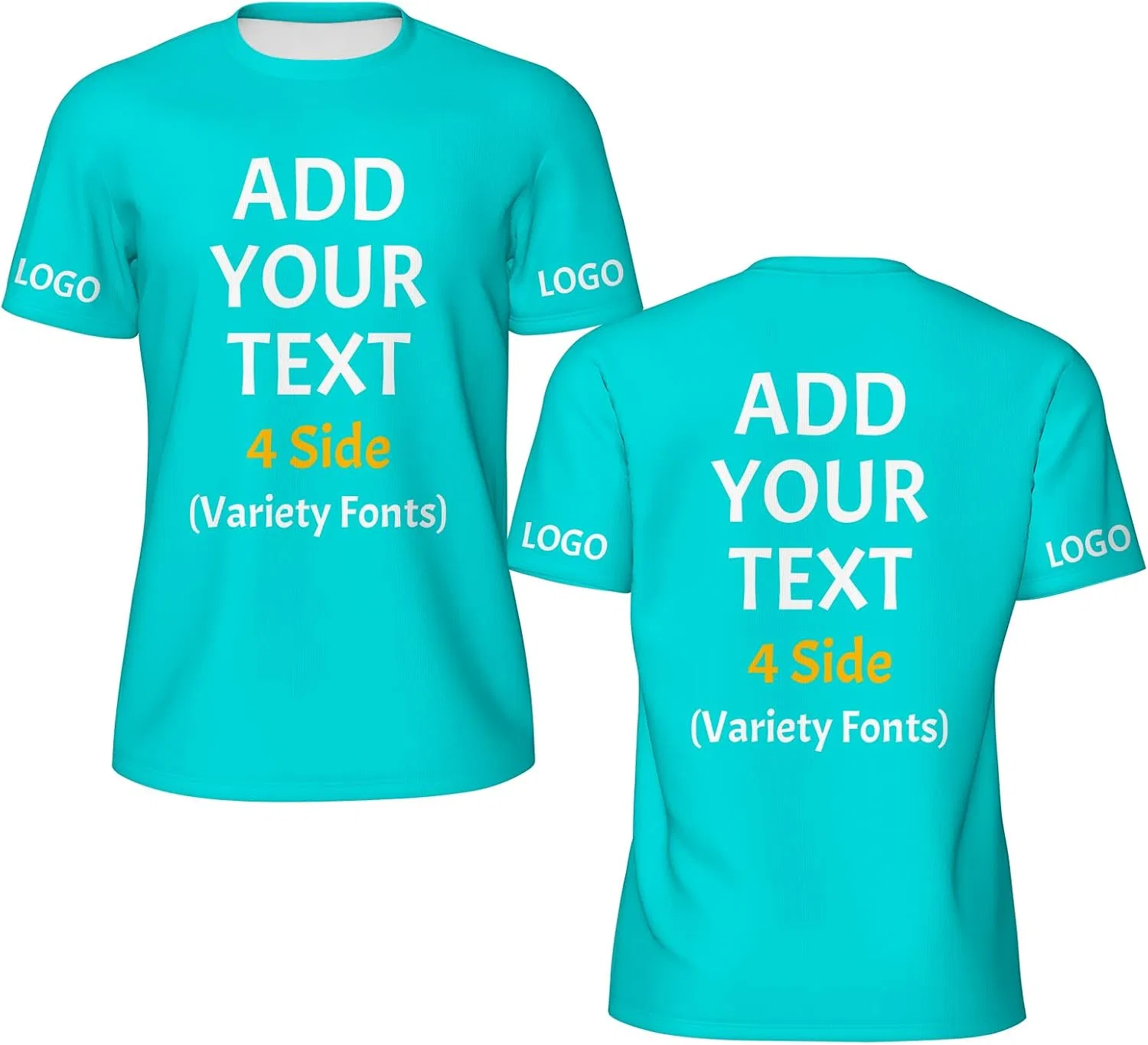 Футболка с кастомизацией, Regular Fit, 100% Polyester, Cyan