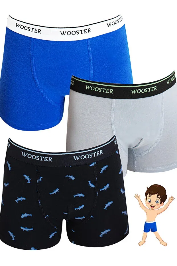 Детские боксеры для мальчиков с принтом Wooster, Blue-Gray-Navy