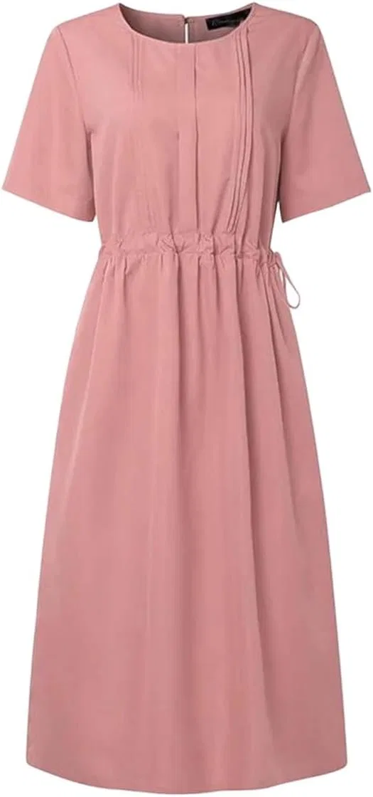 Женское короткое платье миди с поясом Casual, 1