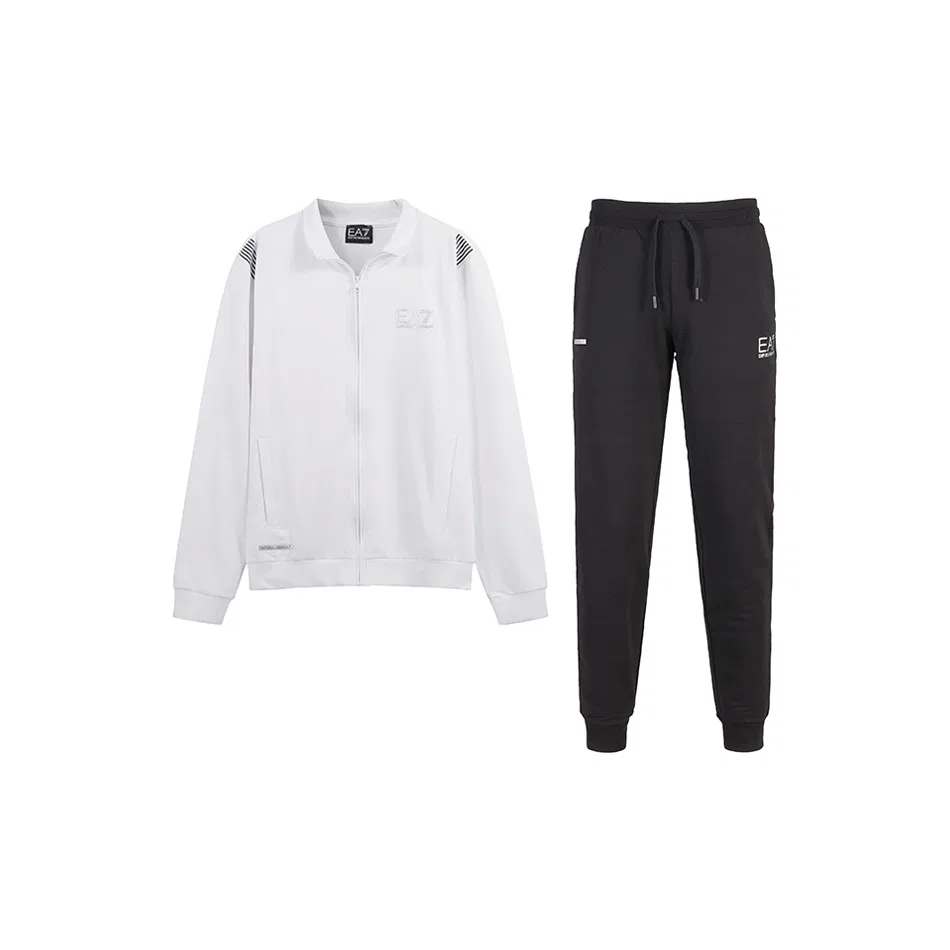 Мужской спортивный комплект из двух предметов EMPORIO ARMANI EA7, White Top+Black Pants
