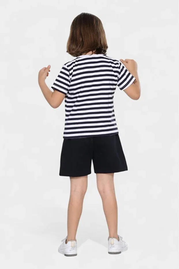 Детские шорты для мальчиков хлопковые Organic cotton combed cotton shorts Pour La Riviere, Navy Blue — фото 2
