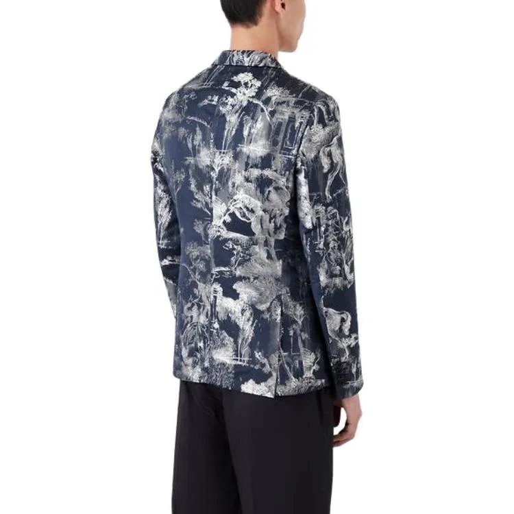 Мужская куртка с отложным воротником EMPORIO ARMANI, Blue — фото 4