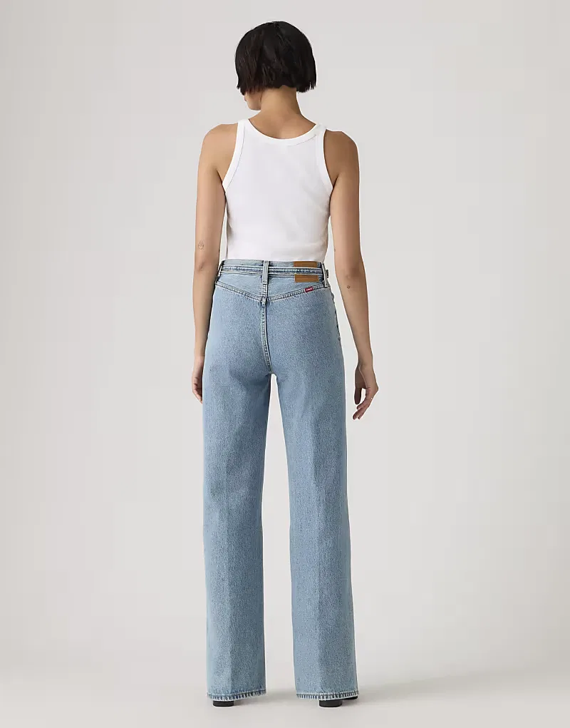 Джинсы Levi's Ribcage с широкими штанинами и поясом, синие