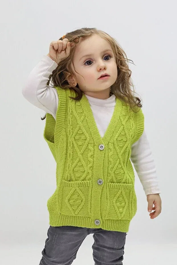 Детский кардиган для девочек без рукавов Cloudy Kids, Pistachy Green — фото 2