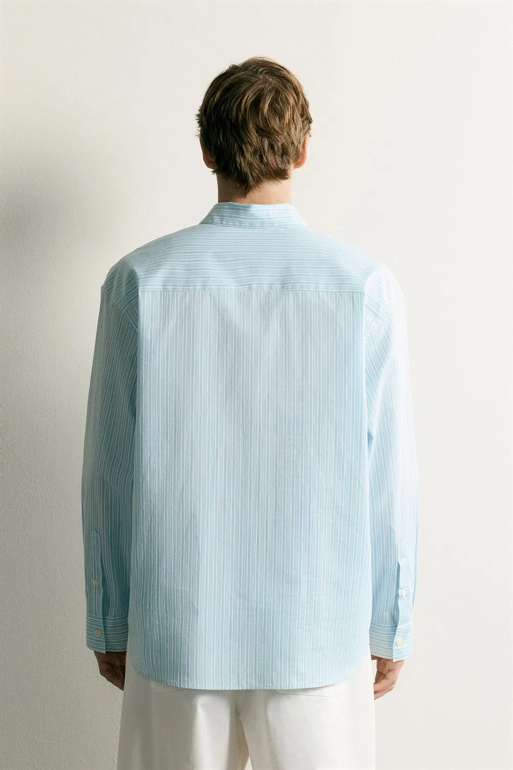 Полосатая рубашка свободного кроя ZARA, Sea green — фото 3