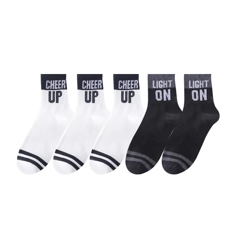 Детские носки с длинным голенищем, комплект из 5 пар, Unisex Crew Socks, MIIOW, 5 Pack (White & Black) — фото 4