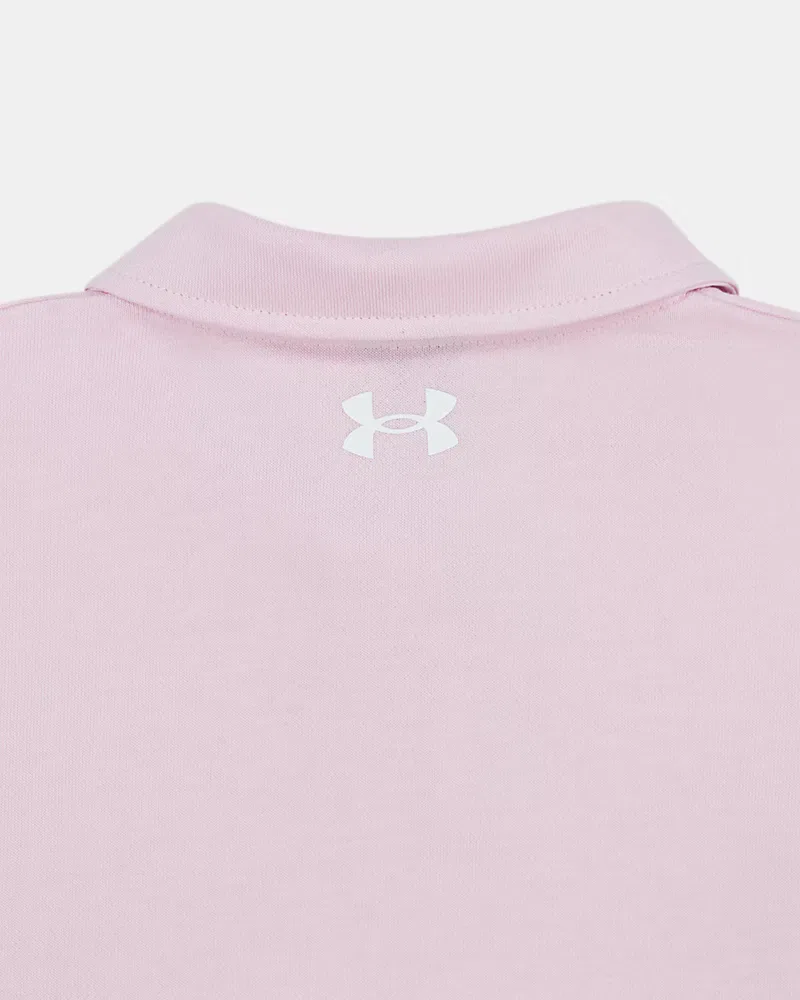 Комплект для девочек из поло и юбки-шорт влагоотводящий UA Rugby UnderArmour, Prime Pink/Pink Frenzy — фото 4
