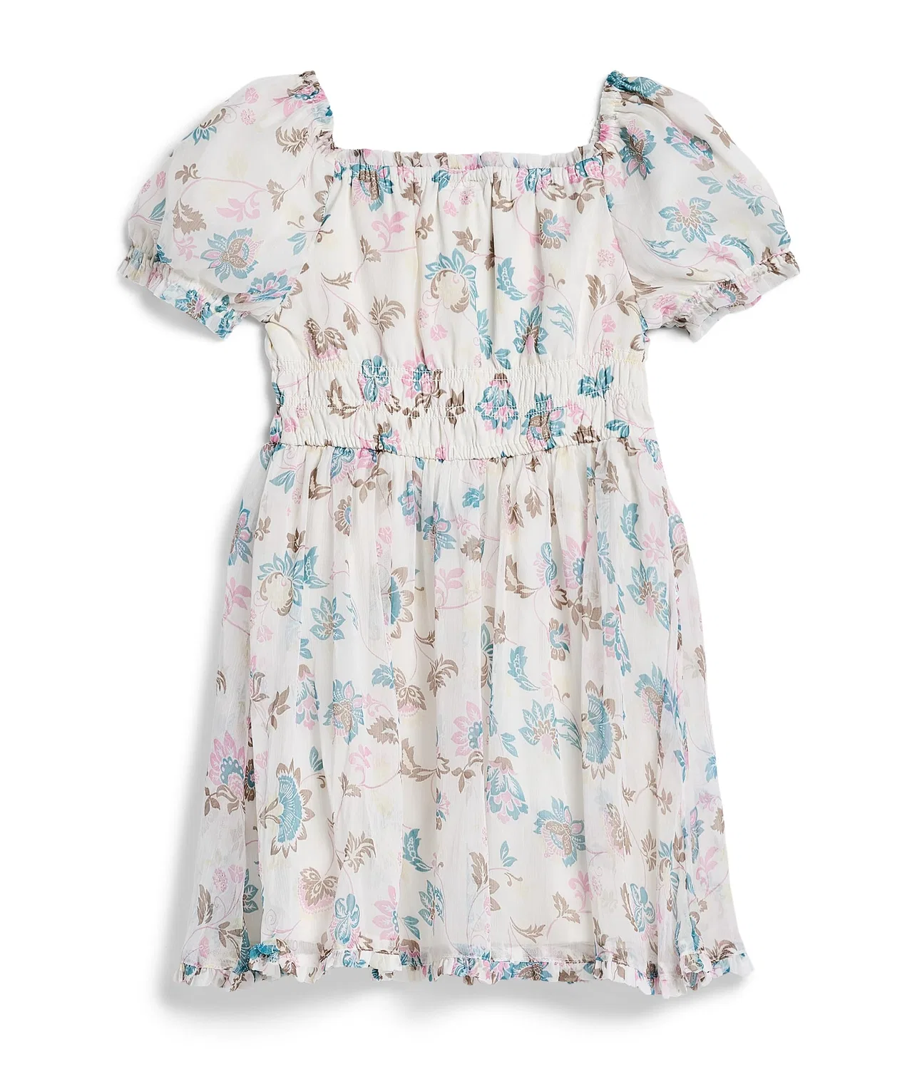 Мини-платье «бэбидолл» (для маленьких и больших детей) Abercrombie Kids, White Swirl Floral — фото 2