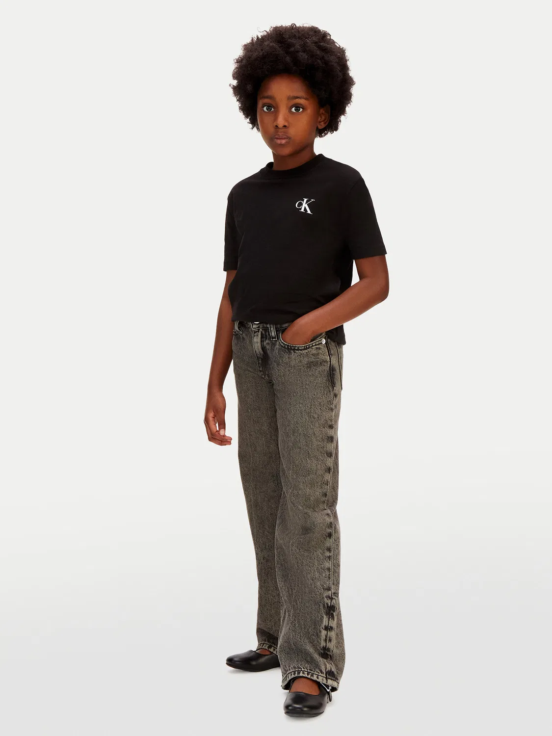 Джинсы с широкими штанинами для девочки Calvin Klein Jeans, серый — фото 2