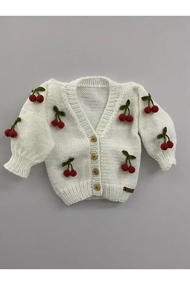 Детский кардиган для девочек с принтом Cherry Rozze Aksesuar, White