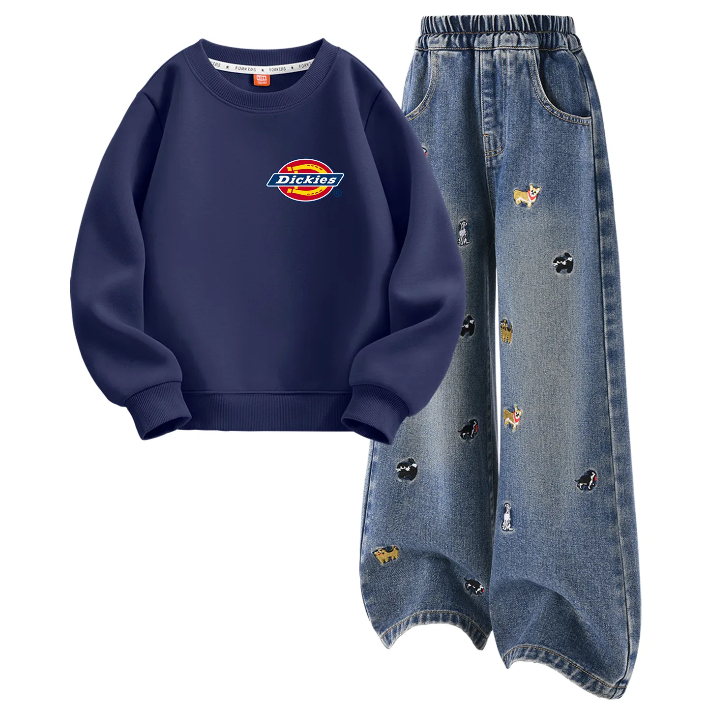 Детский комплект спортивной одежды с принтом Dickies, Clearwater Blue/Denim Blue — фото 3