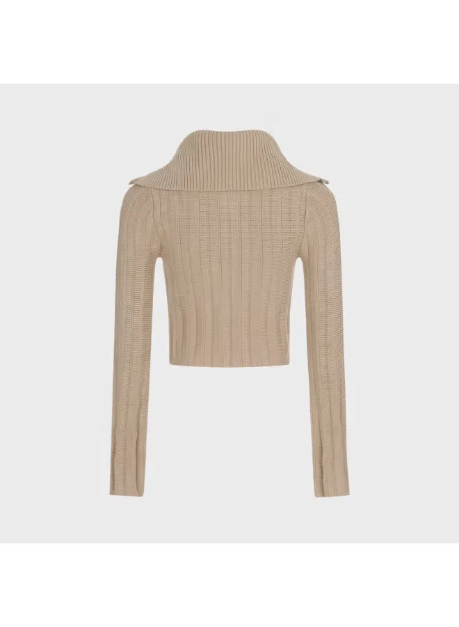 Кардиган с длинным рукавом и V-образным вырезом Zara, хаки — фото 3