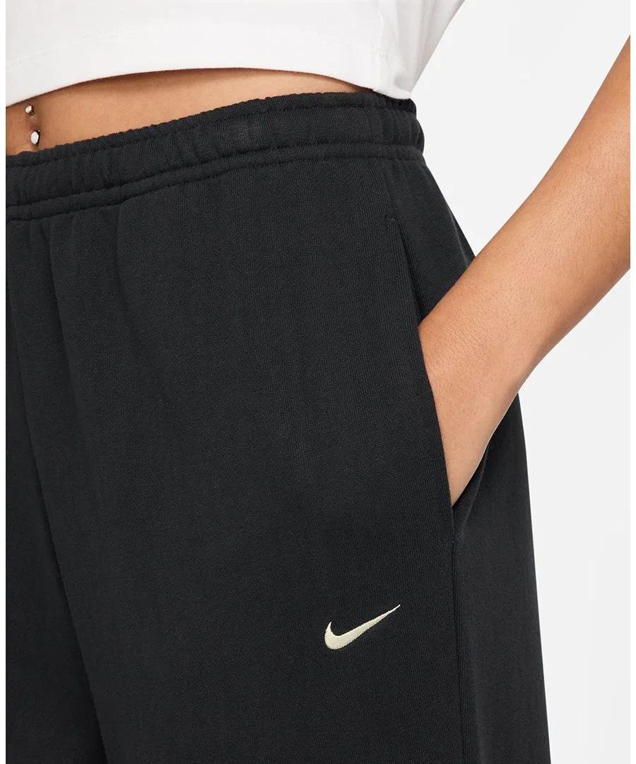 Спортивные брюки из плотного флиса с высокой посадкой и манжетами Studio Fleece Nike, Total Black Sail — фото 2
