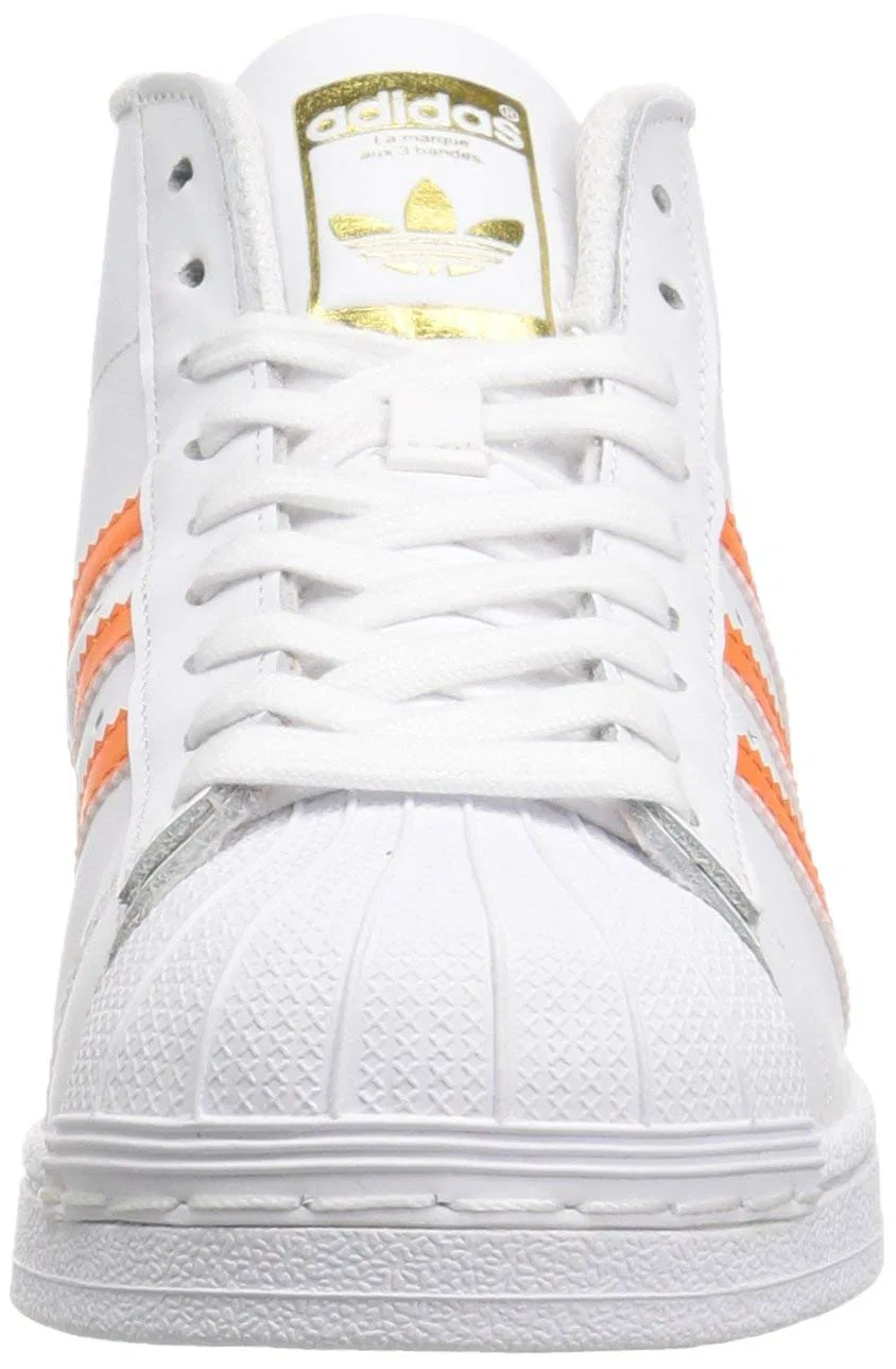 Детские кроссовки для мальчиков кожаные Pro Model J Adidas Originals, White Energy Orange Metallic Gold — фото 2