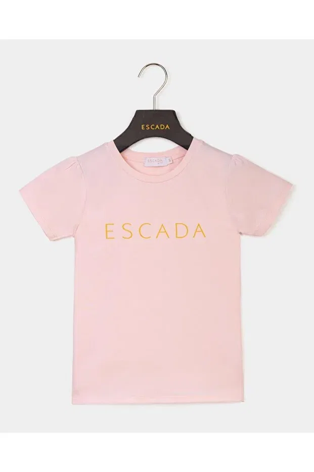 Детская футболка с принтом Basic children's t-shirt with crew neck logo Escada, Powder