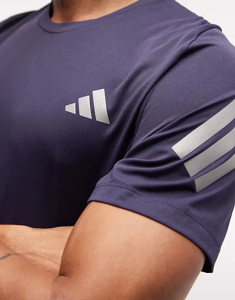 Футболка Adidas Running Adi365 с тремя полосками на рукаве, темно-синий — фото 3