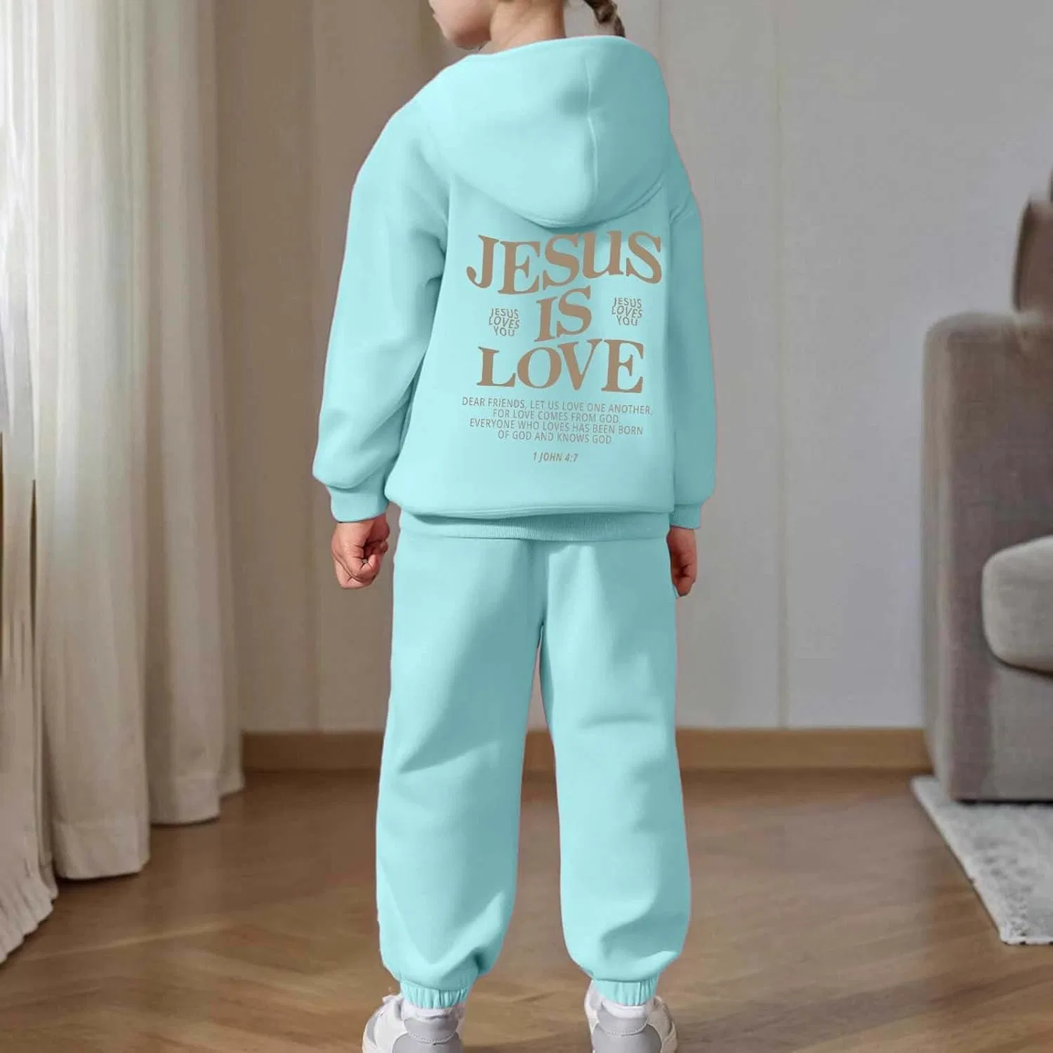 Детский спортивный костюм с принтом Trust in the Lord Jesus, Z01 Blue — фото 2