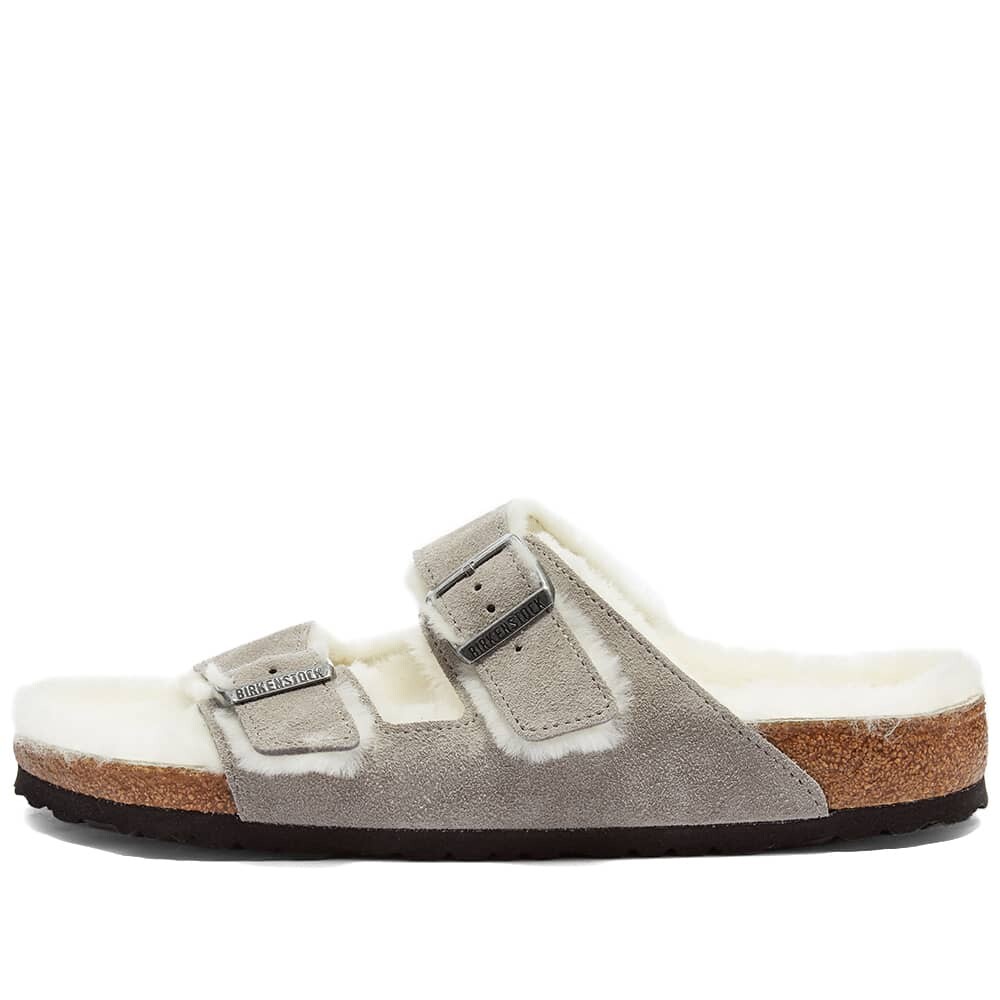 Сандалии Birkenstock Arizona Shearling Suede Leather, серый — фото 2