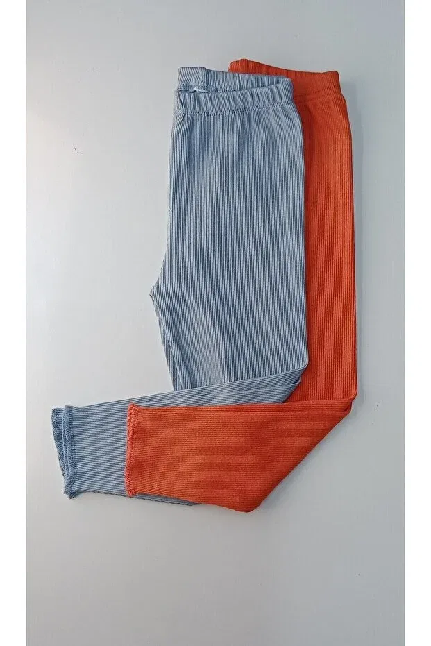 Детские леггинсы для девочек хлопковые Berat Moda, Orange-Blue — фото 2