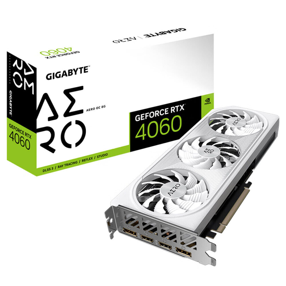 

Видеокарта Gigabyte GeForce RTX 4060 Aero OC 8 Гб, белый, GV-N4060AERO OC-8GD