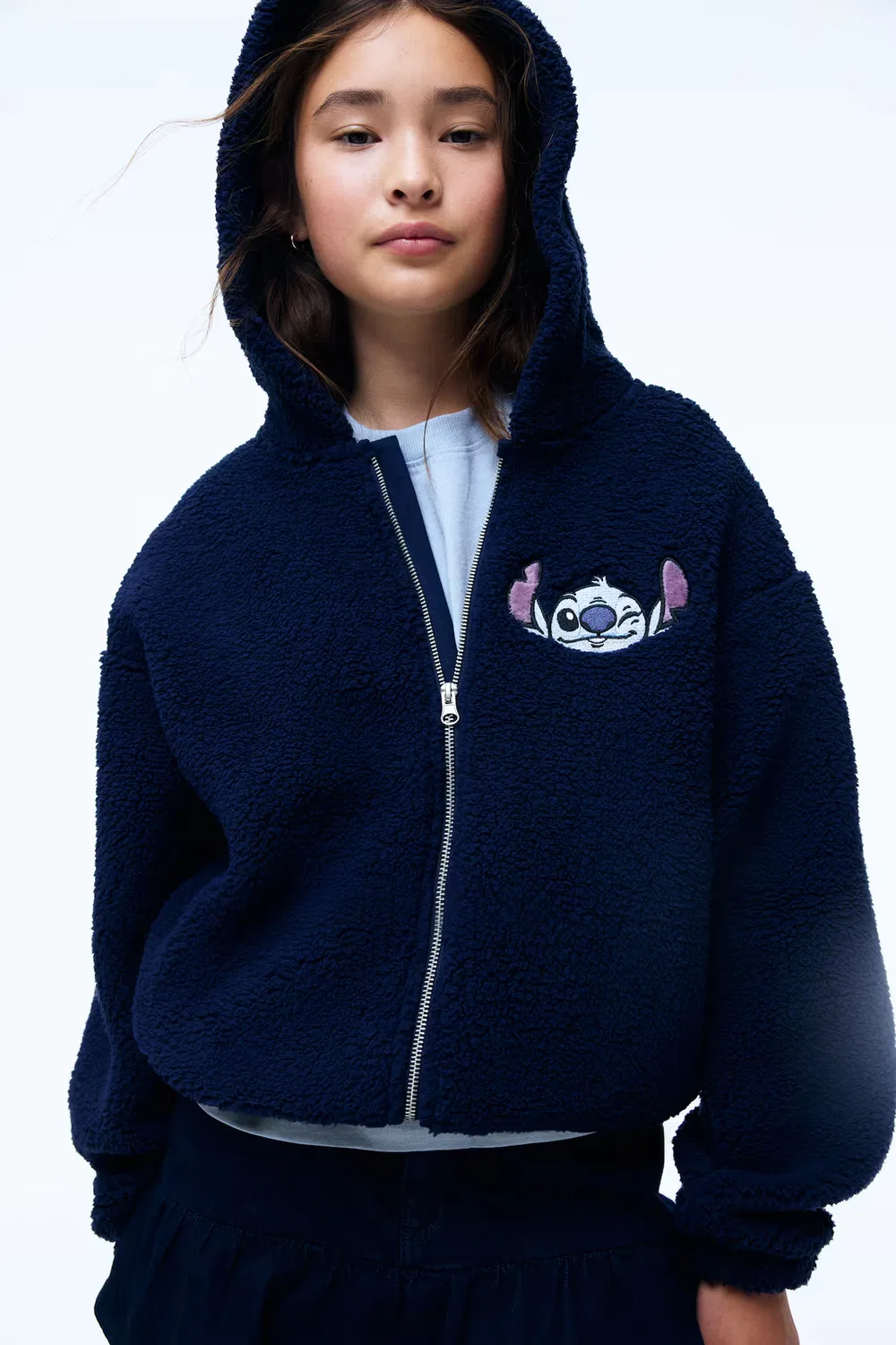 Куртка-Худи из плюшевого флиса H&M, Blau/Stitch