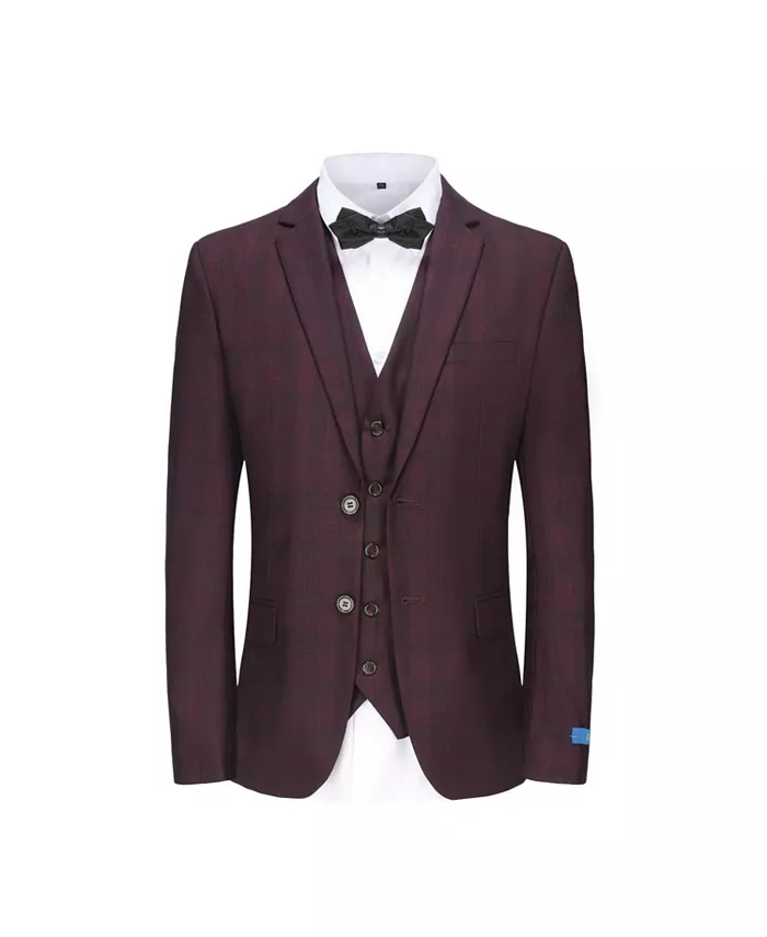 

Мужской трехкомпонентный костюм Slim Fit в клетку Gino Vitale, красный