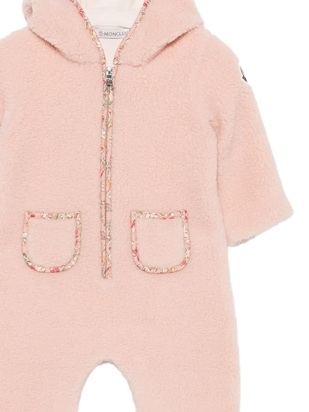 Комбинезон с цветочной отделкой Moncler Enfant, розовый — фото 3