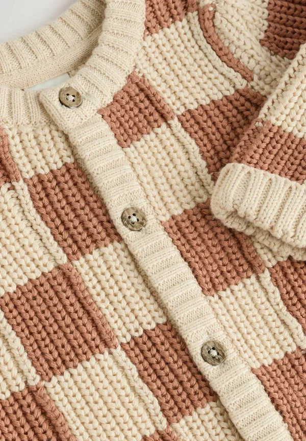 Кардиган хлопковый Next Checked tan ecru, бежевый — фото 2