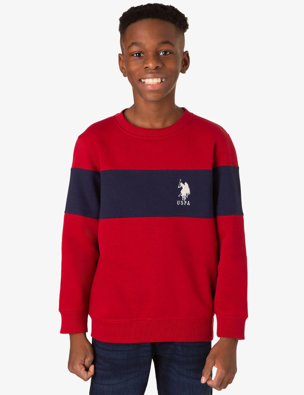 

Свитшот U.S. Polo Assn. Boys Chest Colorblock Fleece, красный