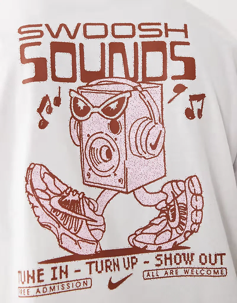 Футболка Nike Swoosh Sounds с принтом на спине, белый — фото 3