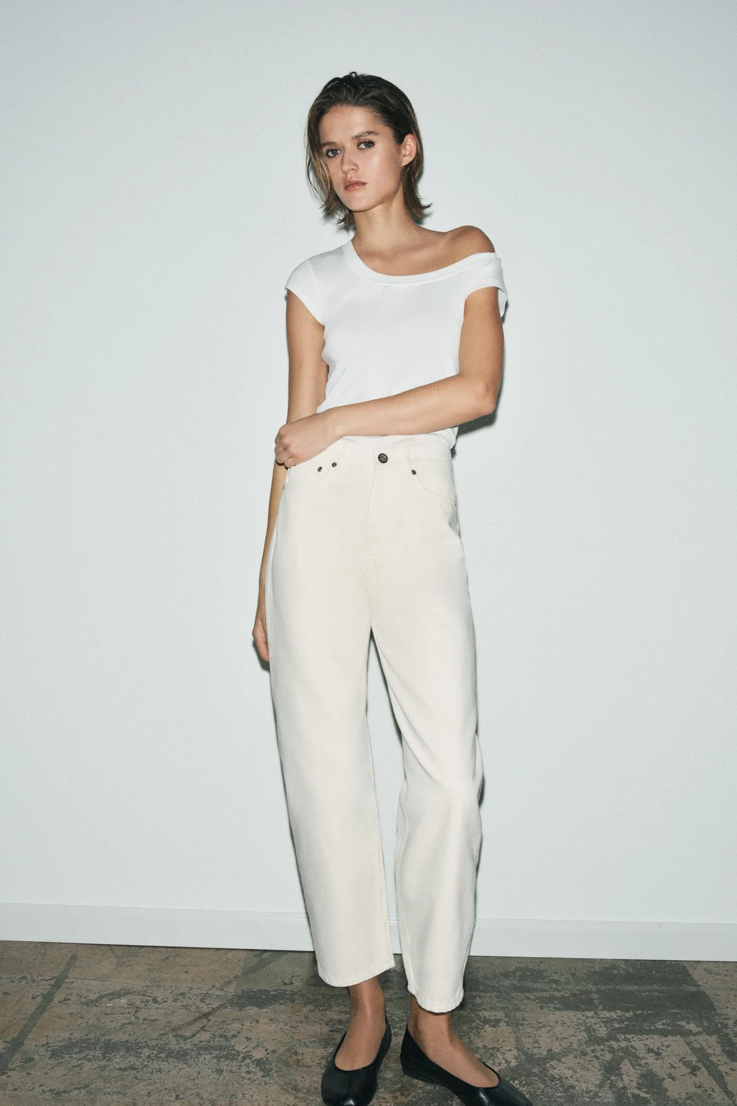Джинсы из коллекции zw, зауженные к талии Zara, белый