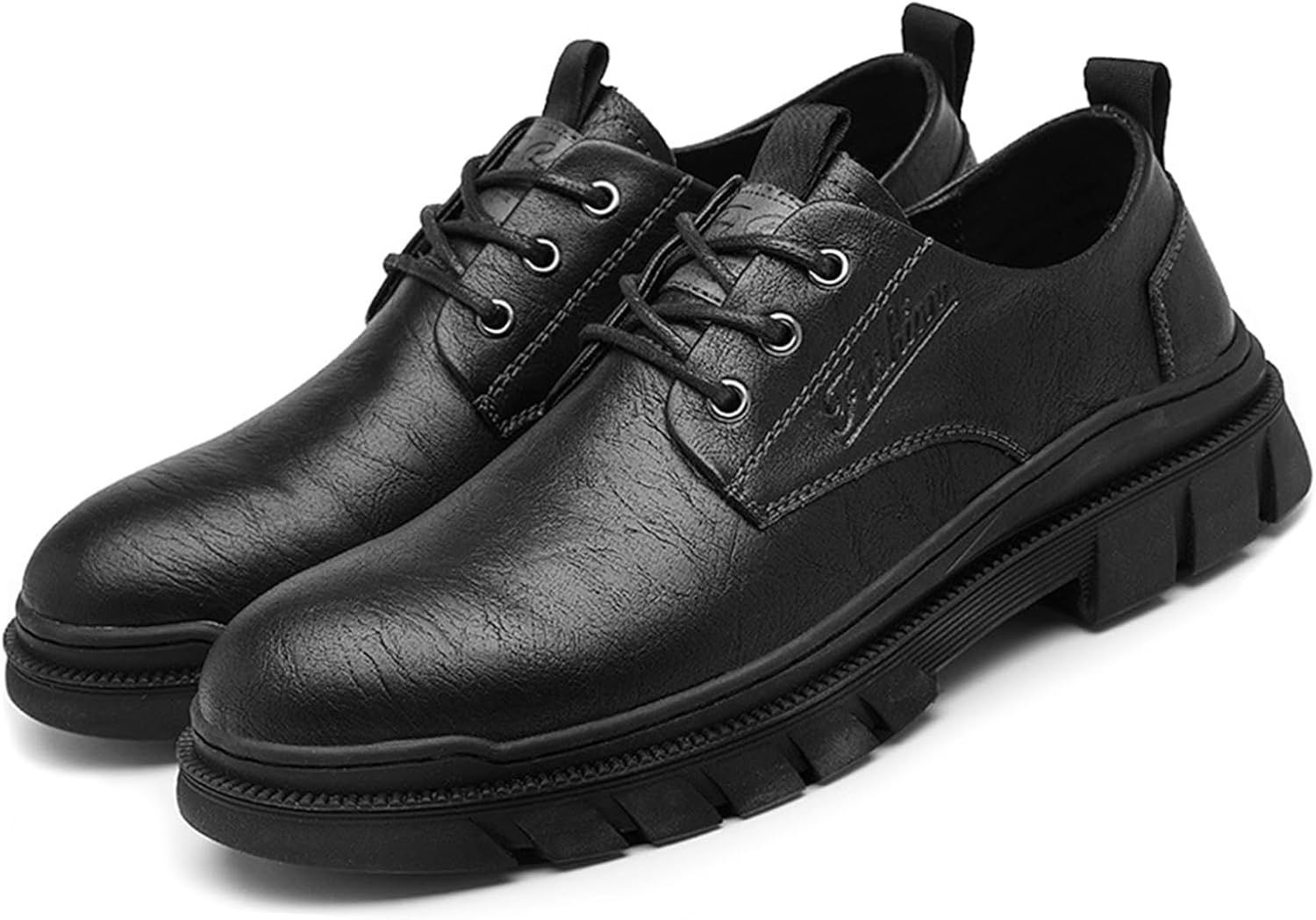 

Мужские оксфорды из натуральной кожи на шнуровке, ручная строчка, круглый носок, повседневные комфортные нескользящие плоские деловые туфли, модные кроссовки Lossarye, черный
