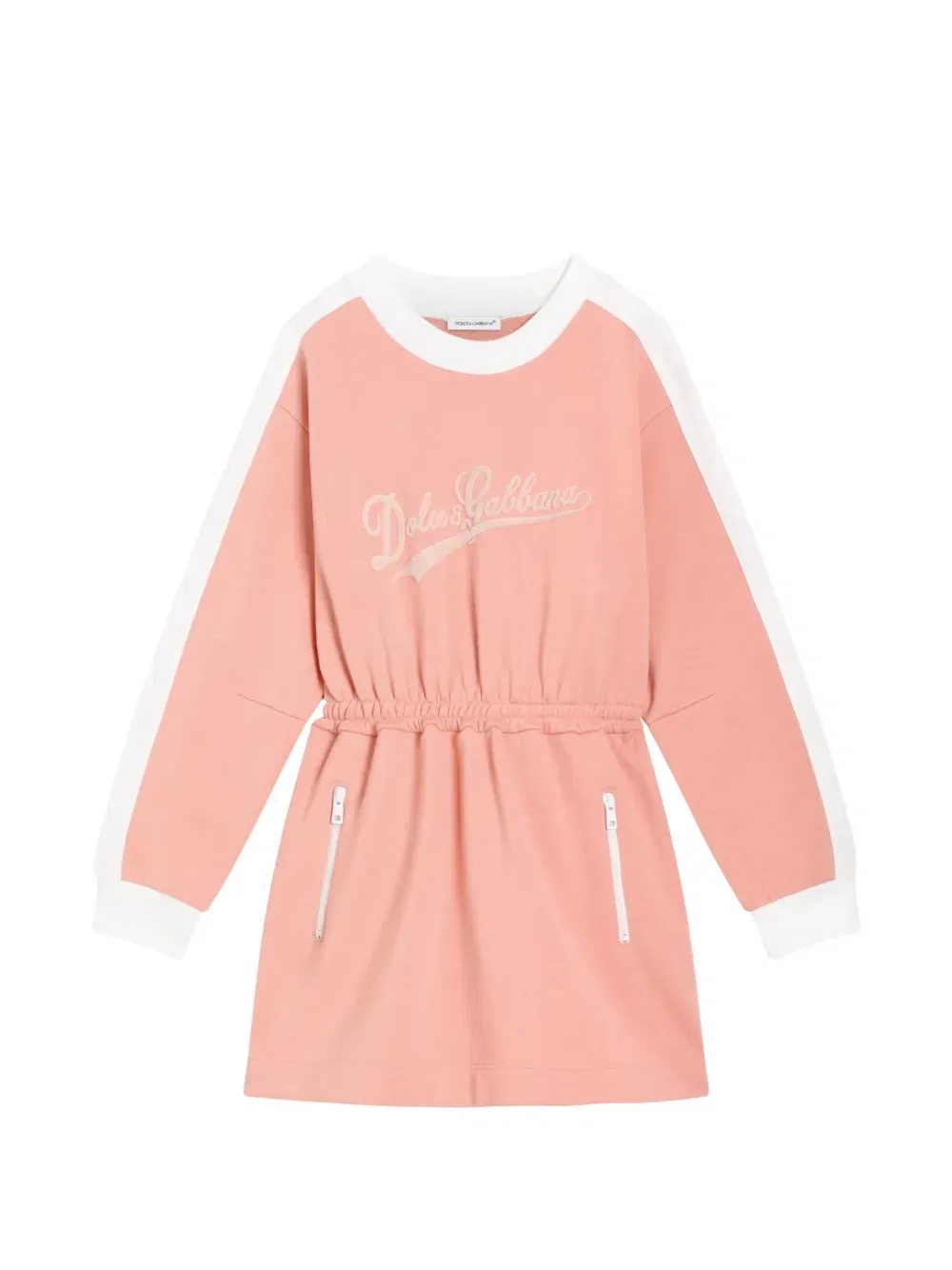 Платье с застежкой-молнией и розой Dolce & Gabbana Kids, розовый