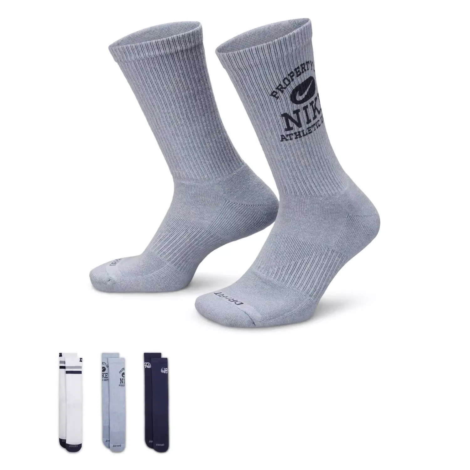 Повседневные носки с мягкой подошвой, 3 пары Nike, 3 Pack (Dark Navy Blue/Toned Dark Gray/Dark Navy Blue/White/Dark Steel Gray)