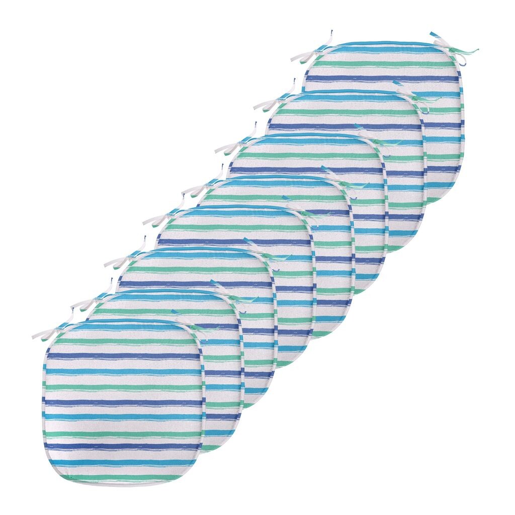 

Подушка для обеденного стула ABAKUHAUS Harbour Stripe, мазки кисти, декоративная водонепроницаемая подушка с ремнями для кухонных сидений, 40 см x 40 см — упаковка из 8 шт., королевский синий морской пенопласт