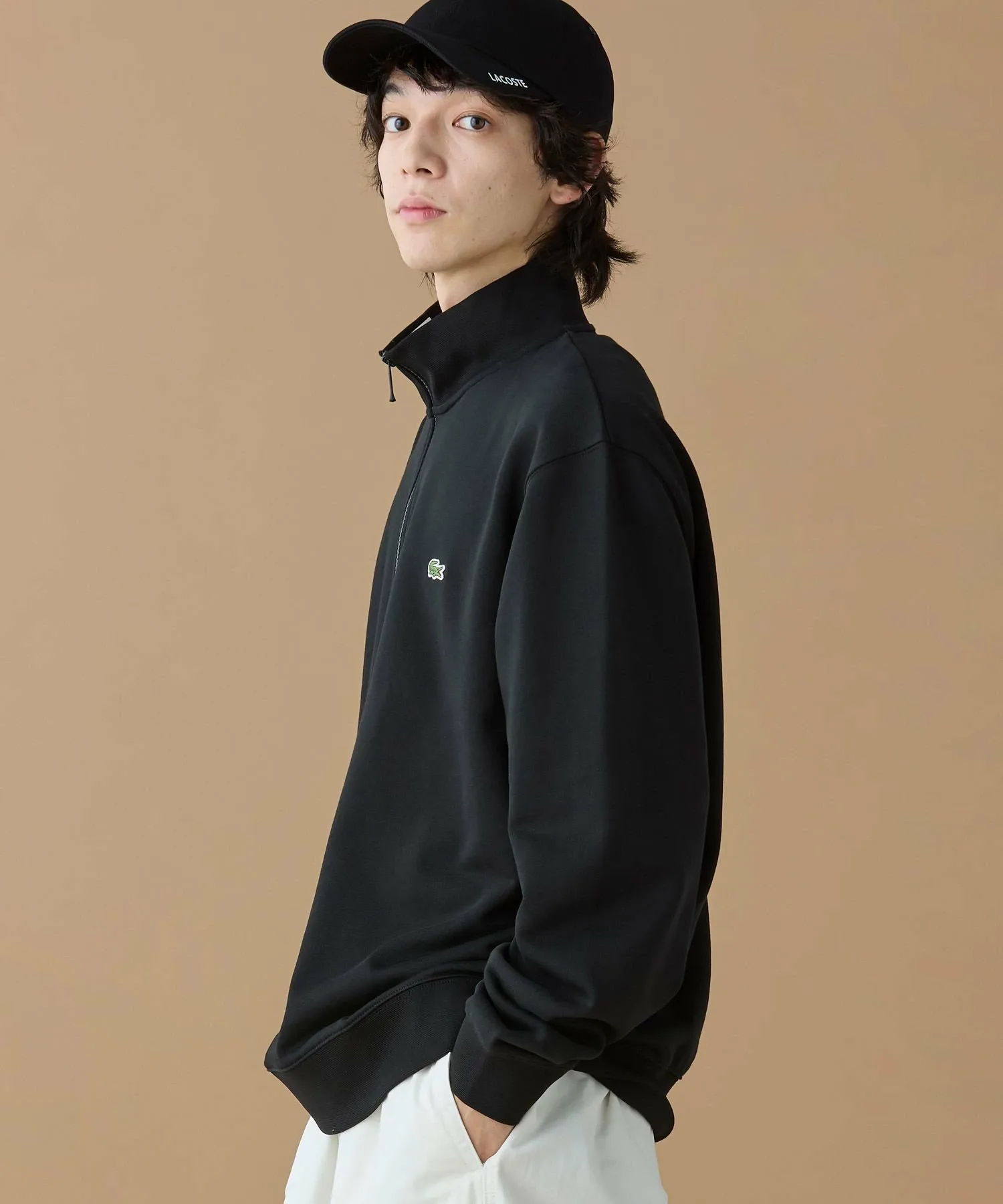 Толстовка с высоким воротником и застежкой-молнией до середины груди LACOSTE, Black — фото 4