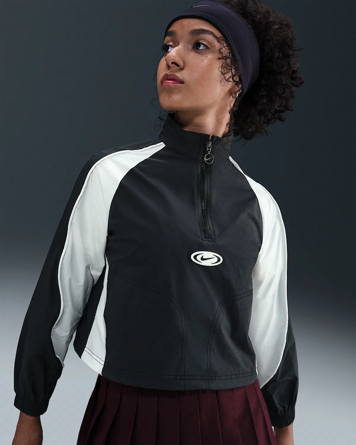 Детская куртка Nike Sportswear с четверть-застежкой, Black/White/White/White