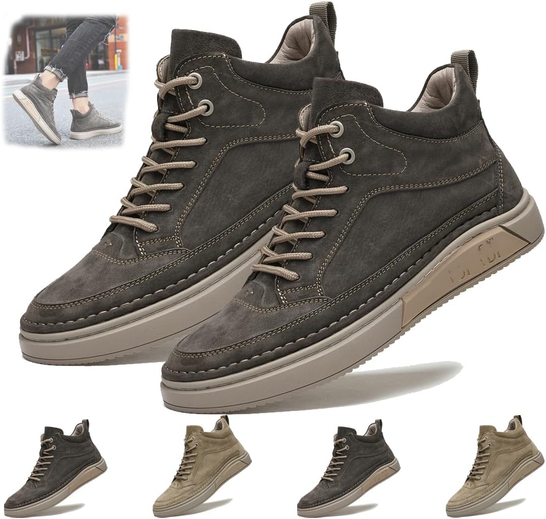 

Замшевые кроссовки для мужчин, повседневные кроссовки из кожи, мягкие для ходьбы, противоскользящие, дышащие, для вождения, легкие кеды, комфортные кожаные скелетные кроссовки Generic, коричневый