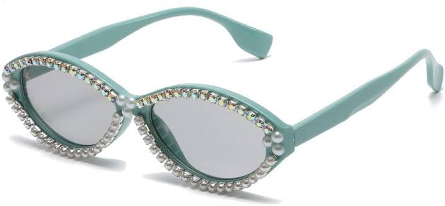 

Модные женские солнцезащитные очки «кошачий глаз» ручной работы с жемчугом, простые, с бриллиантами, для уличной стрельбы, сверкающие солнцезащитные очки HVTVTLA, Green