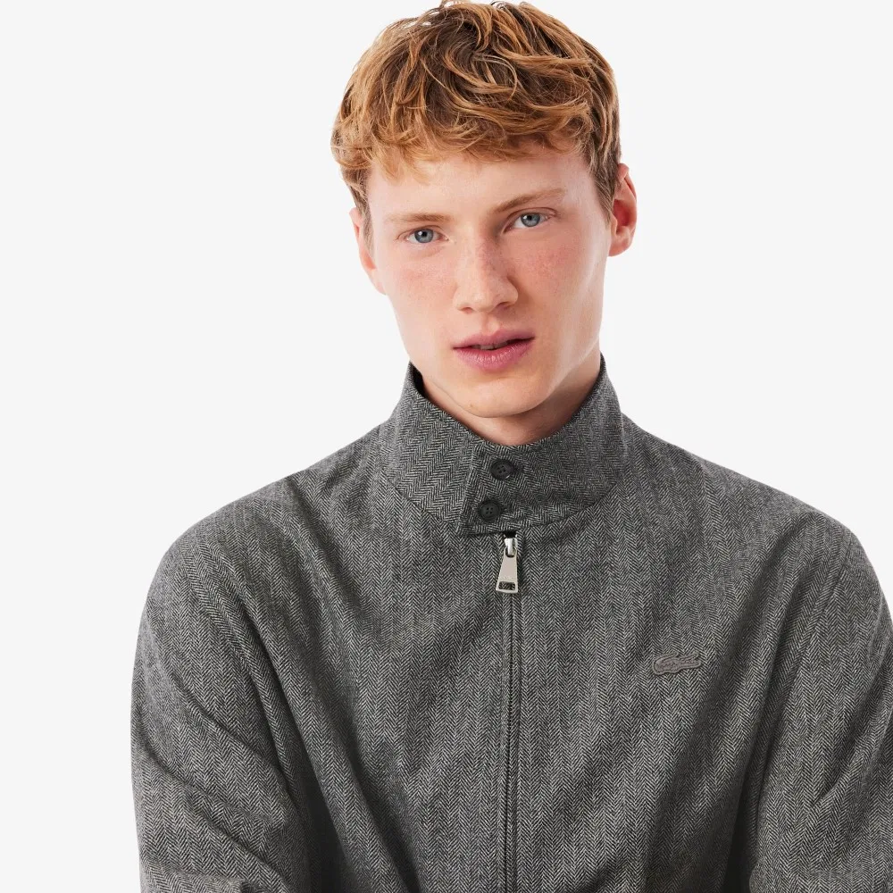 Мужская зимняя куртка Харрингтон серая от Lacoste — фото 2