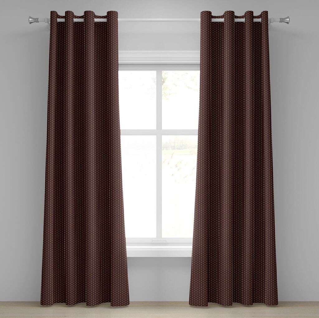 

ABAKUHAUS Абстрактная занавеска с люверсами, старомодный ретро-мотив в горошек, женская мода, повторяющийся круглый принт, декоративные 2-панельные оконные шторы, 280 см x 260 см, бежево-коричневый, бежевый