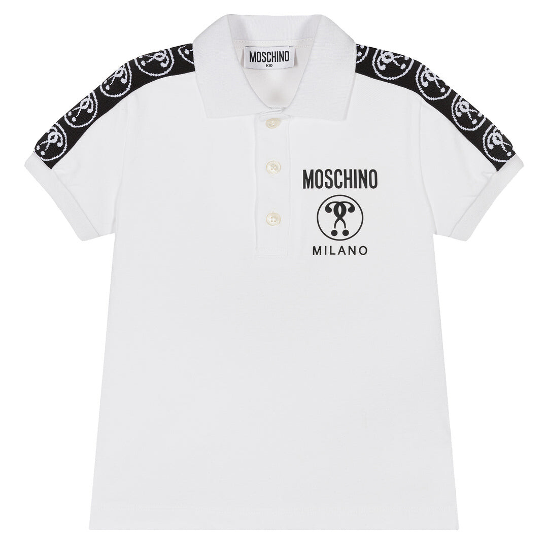 

Белая рубашка-поло из хлопкового пике Moschino, белый