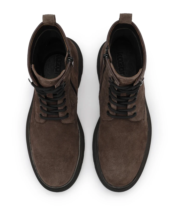 Мужские замшевые сапоги бежевого цвета Kazar, коричневый — фото 4
